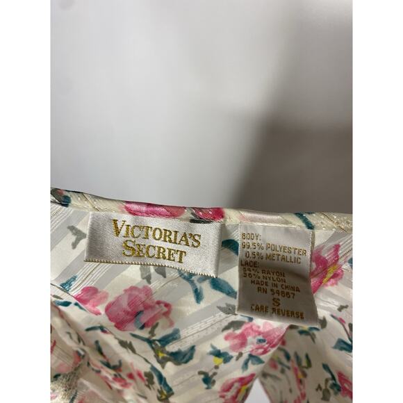 VTG Victoria Secret Gold Label Tank Top Satin Sheer Floral Small Y2K Fairy - Picture 3 of 6